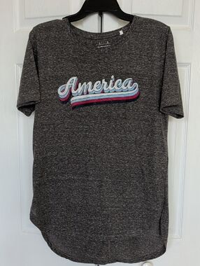 America Graphic Tee - Dark Heather Gray by Unknown Brand